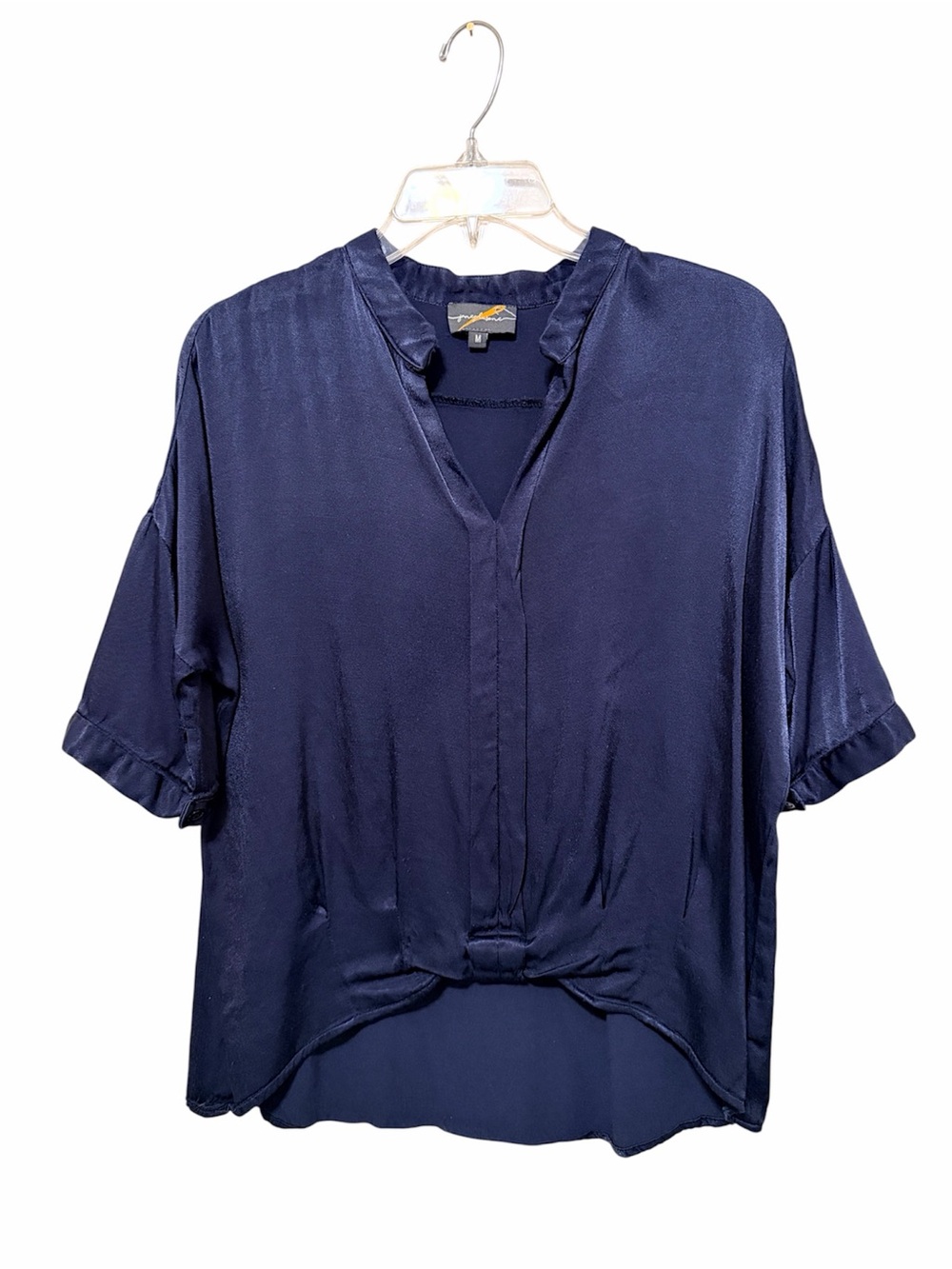 Jane Plus One satin blouse, navy blue, size M